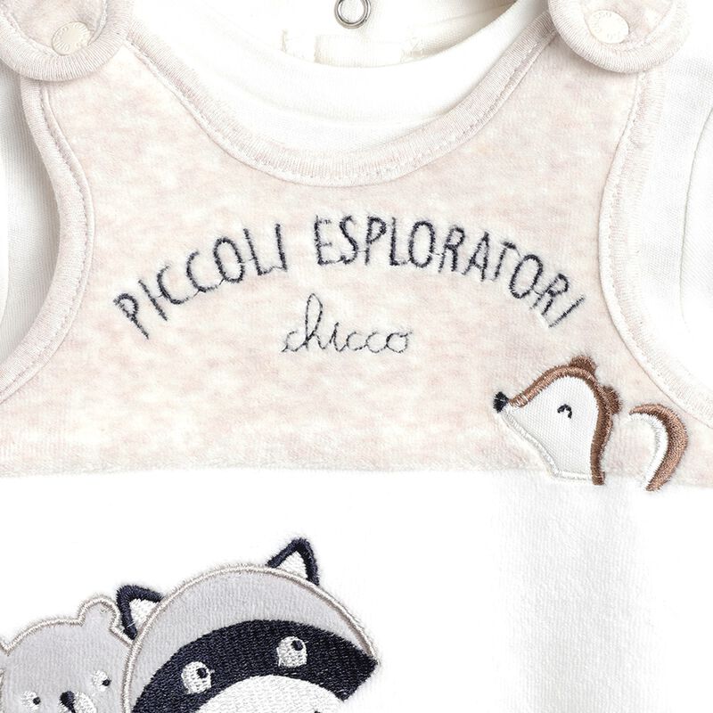 Boys Light Natural Velour Bodysuit with Babysuit image number null